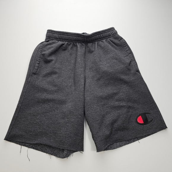 Champion Other - Champion Mens Fleece Sweat Shorts Charcoal Grey Raw Hem Y2K Preppy Size Medium